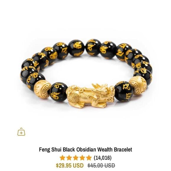 2 Black Obsidian Feng Shui Wealth Bracelets with Pi Xiu - Picture 9 of 9